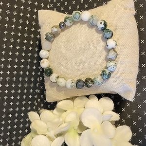 Tree Moss Agate 8mm Stretch Gemstone Bracelet NWOT